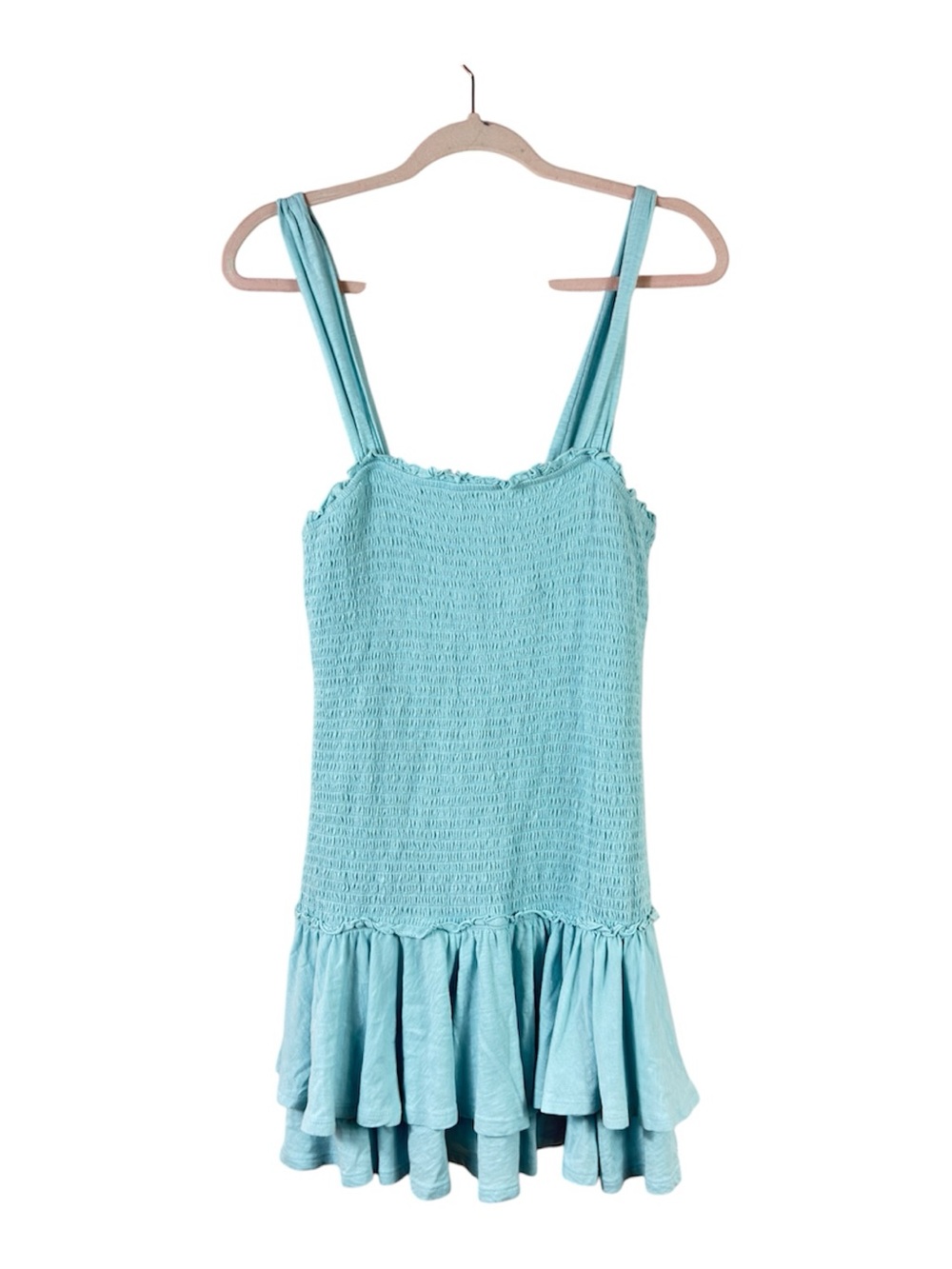 NWT American Eagle womens size M sky blue cotton smocked sleeveless mini dress